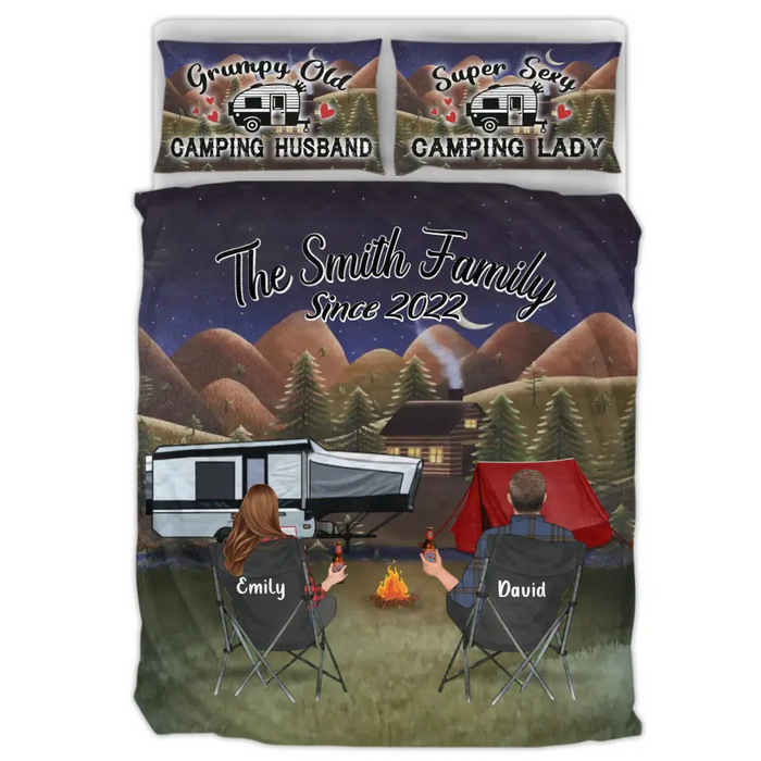 Custom Camping Quilt Bed Sets - Gift Idea For Couple, Camping Lovers, Family - Up to 3 Kids, 3 Pets - The Smith Family