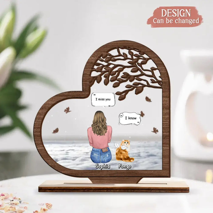 Personalized Memorial Cat Wooden And Acrylic Plaque - Up to 3 Pets - Memorial Gift For Dog/Cat/Rabbit Lover - I Miss You