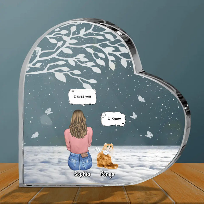 Personalized Memorial Pet Crystal Heart- Up to 3 Pets - Memorial Gift Idea For Dog/Cat/Rabbits Owners - I Miss You