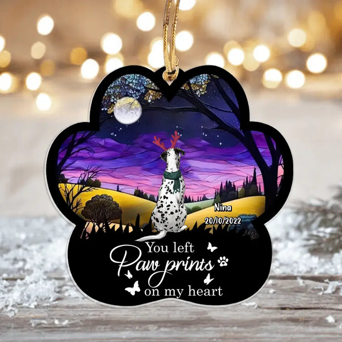 Personalized Memorial Pet Acrylic Ornament - Christmas Gift Idea for Pet Owners - You Left Paw Prints On My Heart