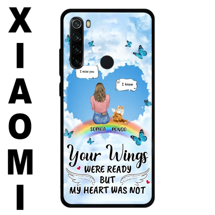 Personalized Memorial Pet Phone Case - Gift Idea For Dog/Cat/Rabbits Owners - Up to 3 Pets - Your Wings Were Ready But My Heart Was Not - Case For Oppo/Xiaomi/Huawei
