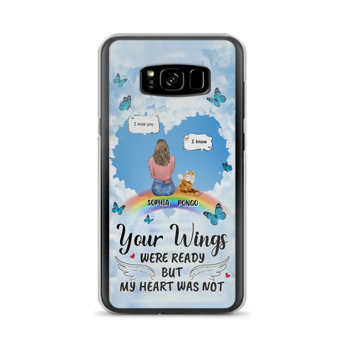 Personalized Memorial Pet Phone Case - Gift Idea For Dog/Cat/Rabbits Owners - Up to 3 Pets - Your Wings Were Ready But My Heart Was Not - Case For iPhone/Samsung