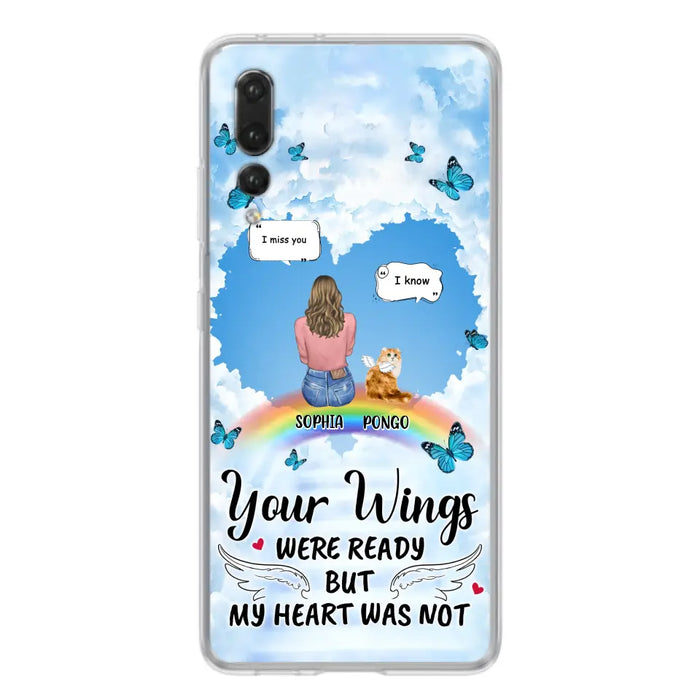 Personalized Memorial Pet Phone Case - Gift Idea For Dog/Cat/Rabbits Owners - Up to 3 Pets - Your Wings Were Ready But My Heart Was Not - Case For Oppo/Xiaomi/Huawei