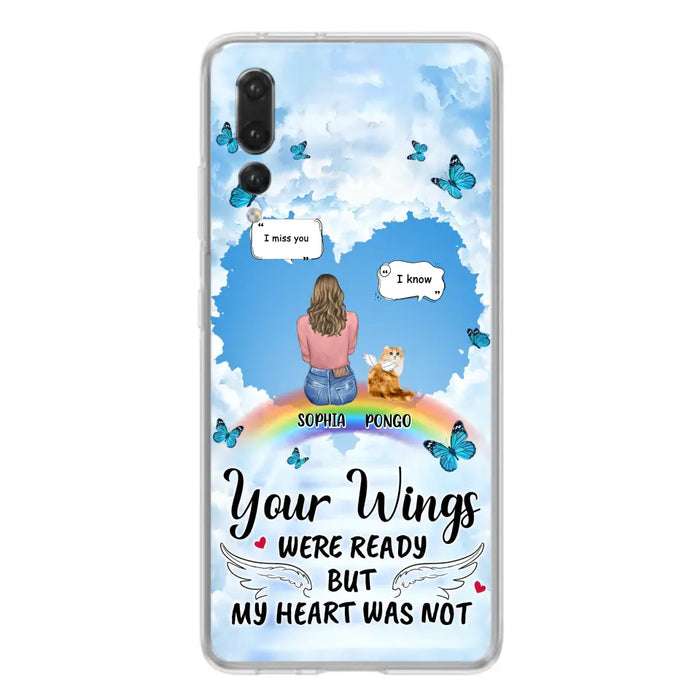 Personalized Memorial Pet Phone Case - Gift Idea For Dog/Cat/Rabbits Owners - Up to 3 Pets - Your Wings Were Ready But My Heart Was Not - Case For Oppo/Xiaomi/Huawei