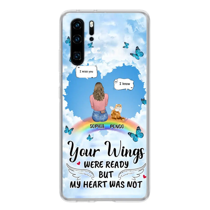 Personalized Memorial Pet Phone Case - Gift Idea For Dog/Cat/Rabbits Owners - Up to 3 Pets - Your Wings Were Ready But My Heart Was Not - Case For Oppo/Xiaomi/Huawei