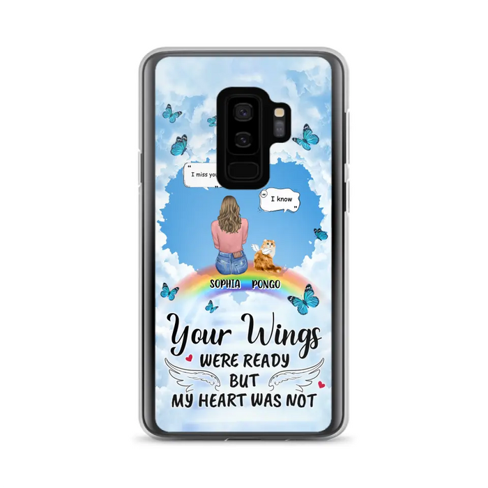 Personalized Memorial Pet Phone Case - Gift Idea For Dog/Cat/Rabbits Owners - Up to 3 Pets - Your Wings Were Ready But My Heart Was Not - Case For iPhone/Samsung