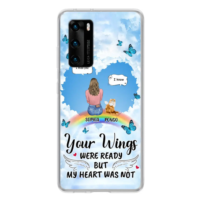 Personalized Memorial Pet Phone Case - Gift Idea For Dog/Cat/Rabbits Owners - Up to 3 Pets - Your Wings Were Ready But My Heart Was Not - Case For Oppo/Xiaomi/Huawei