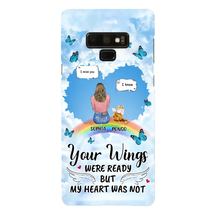 Personalized Memorial Pet Phone Case - Gift Idea For Dog/Cat/Rabbits Owners - Up to 3 Pets - Your Wings Were Ready But My Heart Was Not - Case For iPhone/Samsung