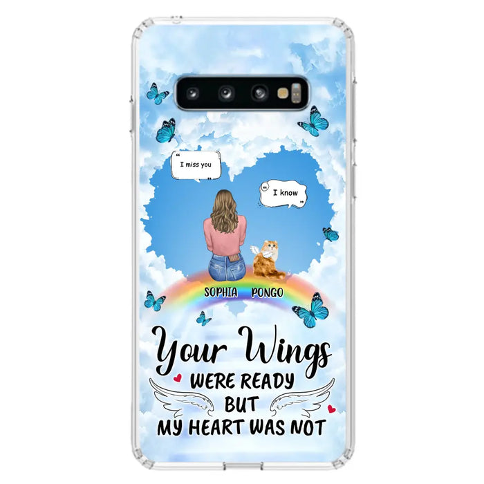 Personalized Memorial Pet Phone Case - Gift Idea For Dog/Cat/Rabbits Owners - Up to 3 Pets - Your Wings Were Ready But My Heart Was Not - Case For iPhone/Samsung