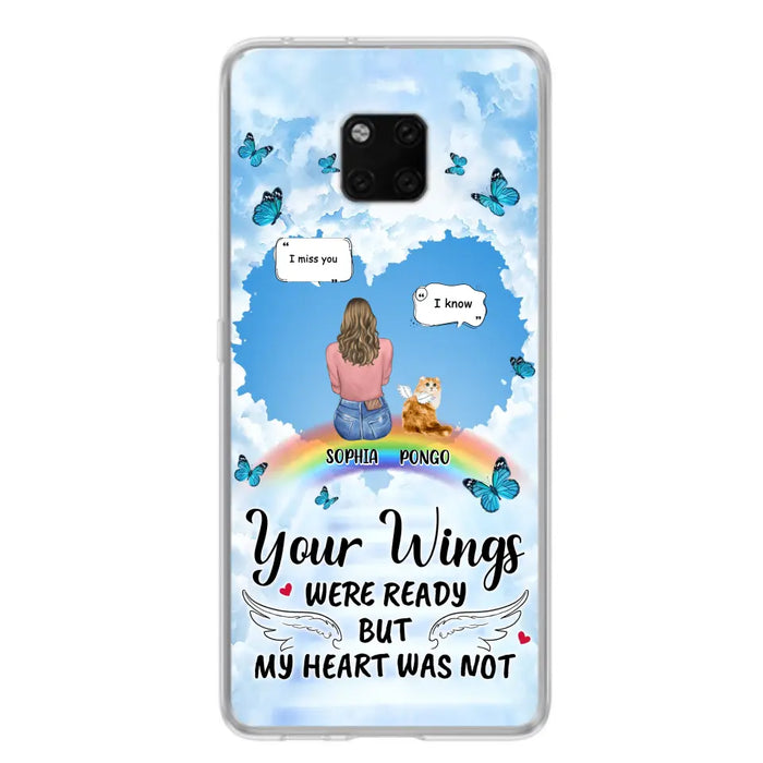 Personalized Memorial Pet Phone Case - Gift Idea For Dog/Cat/Rabbits Owners - Up to 3 Pets - Your Wings Were Ready But My Heart Was Not - Case For Oppo/Xiaomi/Huawei