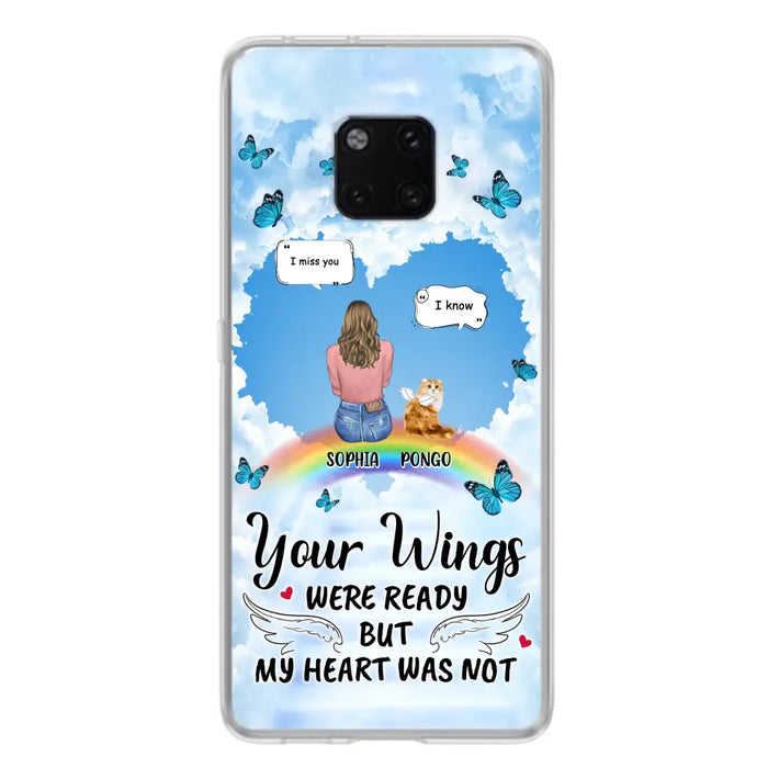 Personalized Memorial Pet Phone Case - Gift Idea For Dog/Cat/Rabbits Owners - Up to 3 Pets - Your Wings Were Ready But My Heart Was Not - Case For Oppo/Xiaomi/Huawei