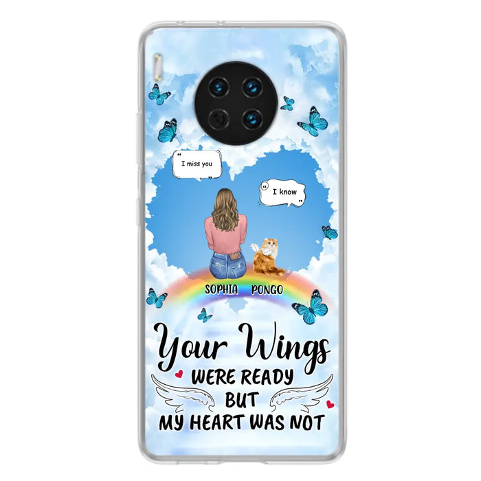 Personalized Memorial Pet Phone Case - Gift Idea For Dog/Cat/Rabbits Owners - Up to 3 Pets - Your Wings Were Ready But My Heart Was Not - Case For Oppo/Xiaomi/Huawei