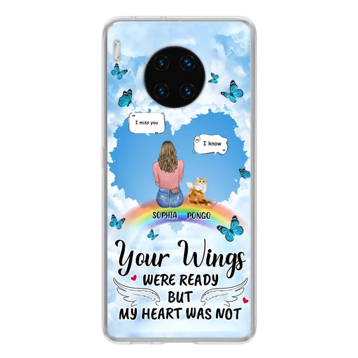Personalized Memorial Pet Phone Case - Gift Idea For Dog/Cat/Rabbits Owners - Up to 3 Pets - Your Wings Were Ready But My Heart Was Not - Case For Oppo/Xiaomi/Huawei
