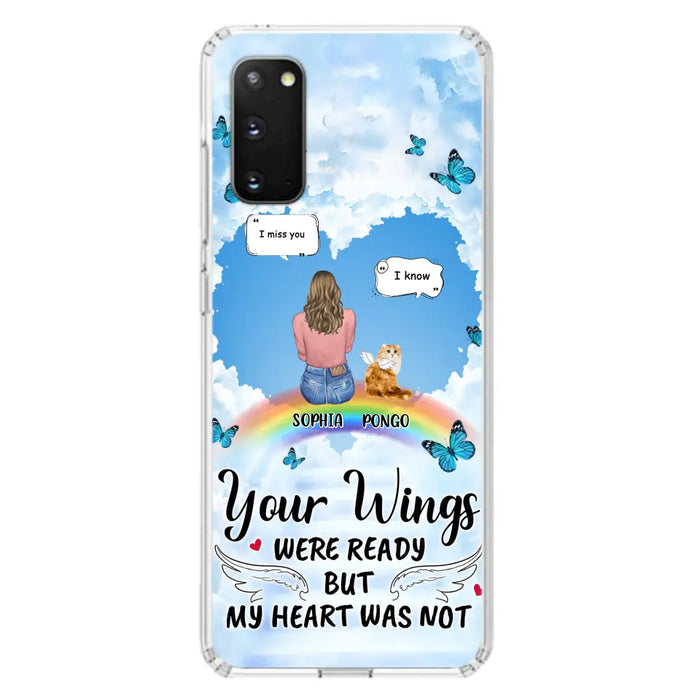 Personalized Memorial Pet Phone Case - Gift Idea For Dog/Cat/Rabbits Owners - Up to 3 Pets - Your Wings Were Ready But My Heart Was Not - Case For iPhone/Samsung