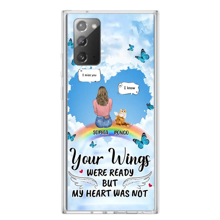 Personalized Memorial Pet Phone Case - Gift Idea For Dog/Cat/Rabbits Owners - Up to 3 Pets - Your Wings Were Ready But My Heart Was Not - Case For iPhone/Samsung