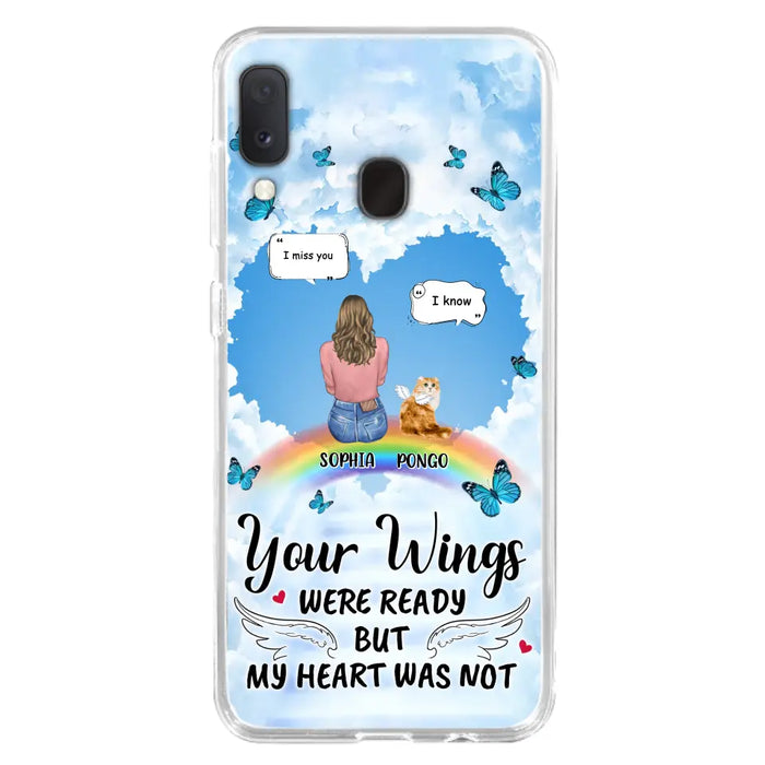 Personalized Memorial Pet Phone Case - Gift Idea For Dog/Cat/Rabbits Owners - Up to 3 Pets - Your Wings Were Ready But My Heart Was Not - Case For iPhone/Samsung