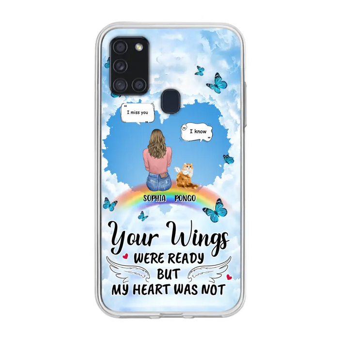 Personalized Memorial Pet Phone Case - Gift Idea For Dog/Cat/Rabbits Owners - Up to 3 Pets - Your Wings Were Ready But My Heart Was Not - Case For iPhone/Samsung