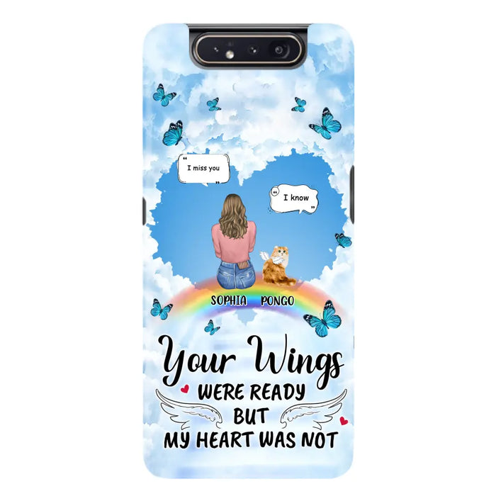 Personalized Memorial Pet Phone Case - Gift Idea For Dog/Cat/Rabbits Owners - Up to 3 Pets - Your Wings Were Ready But My Heart Was Not - Case For iPhone/Samsung