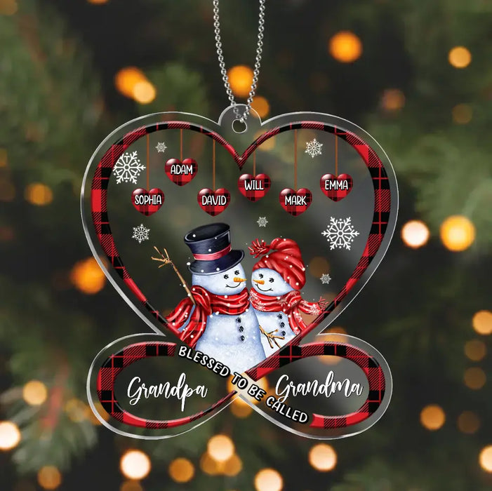 Personalized Acrylic Ornament - Gift Idea For Christmas/Grandma/Grandpa/Kid with up to 10 Kids - Blessed To Be Called Grandpa Grandma