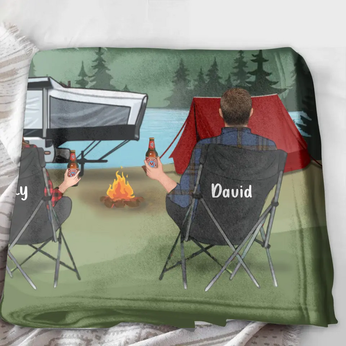 Custom Camping Quilt/Fleece Throw Blanket - Gift Idea For Couple, Camping Lovers, Family - Up to 3 Kids, 3 Pets - The Smith Family Since 2022