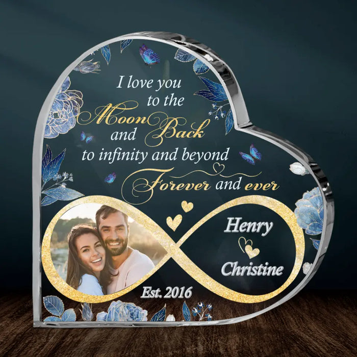 Personalized Acrylic Plaque Gift Idea For Couple/Husband & Wife - I Love You To The Moon and Back To Infinity and Beyond Forever and Ever
