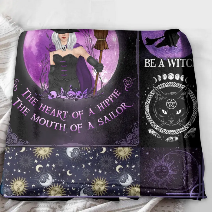 Personalized Witch Quilt/Fleece Throw Blanket - Halloween Gift Idea For Witch Lovers - The Soul of A Witch The Fire Of A Lioness