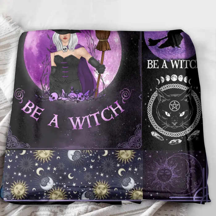 Personalized Witch Quilt/Fleece Throw Blanket - Halloween Gift Idea For Witch Lovers - In A World Full Of Princesses Be A Witch
