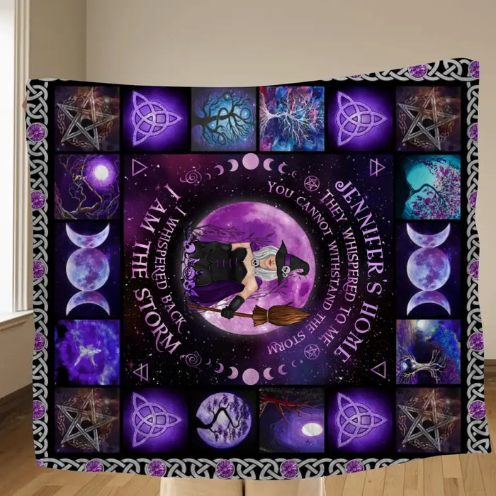 Personalized Witch Fleece Throw Blanket & Quilt - Halloween Gift Idea For Witch Lovers - I Am The Storm