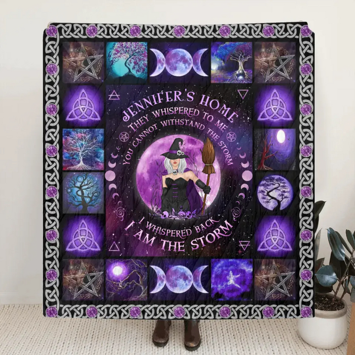 Personalized Witch Fleece Throw Blanket & Quilt - Halloween Gift Idea For Witch Lovers - I Am The Storm