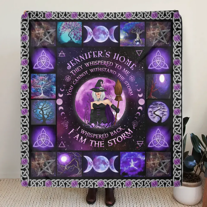 Personalized Witch Fleece Throw Blanket & Quilt - Halloween Gift Idea For Witch Lovers - I Am The Storm