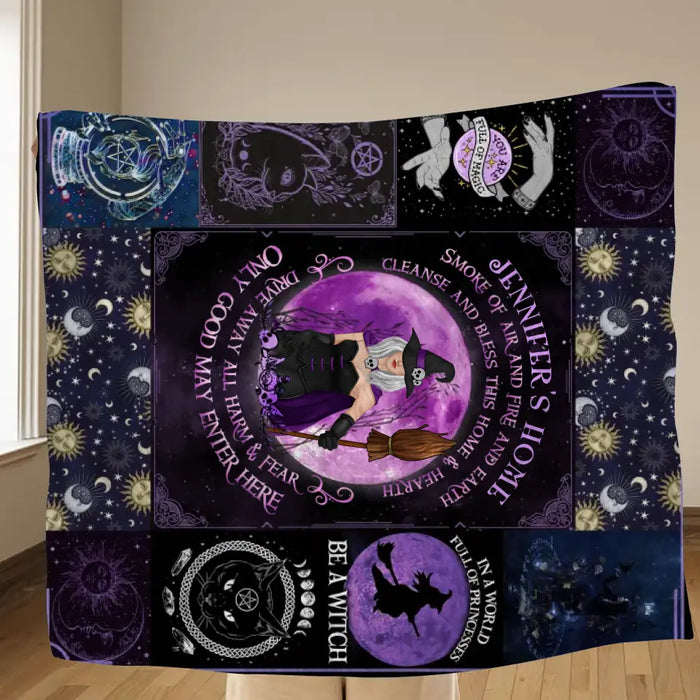 Personalized Witch Fleece Throw Blanket & Quilt - Halloween Gift Idea For Witch Lovers - Smoke Of Air And Fire And Earth