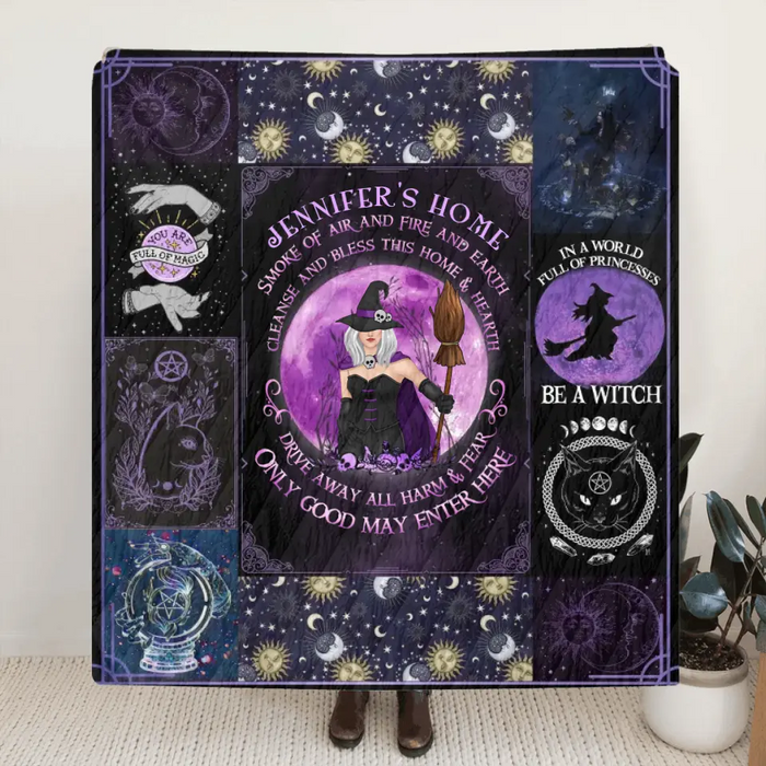 Personalized Witch Fleece Throw Blanket & Quilt - Halloween Gift Idea For Witch Lovers - Smoke Of Air And Fire And Earth