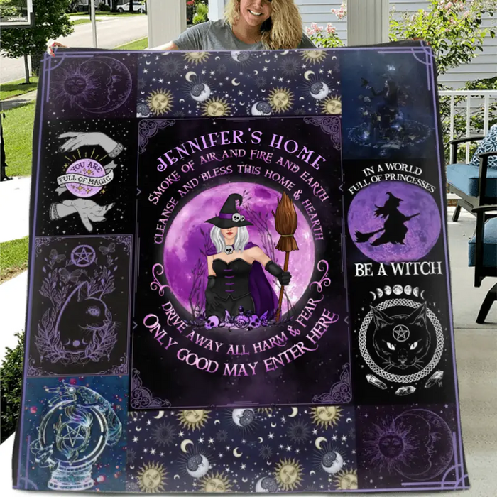 Personalized Witch Fleece Throw Blanket & Quilt - Halloween Gift Idea For Witch Lovers - Smoke Of Air And Fire And Earth