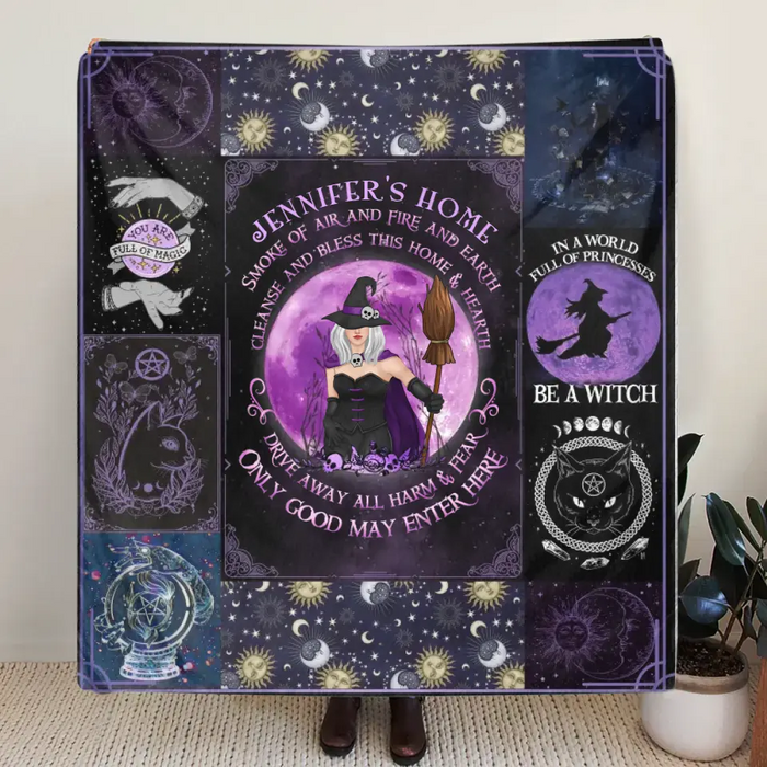 Personalized Witch Fleece Throw Blanket & Quilt - Halloween Gift Idea For Witch Lovers - Smoke Of Air And Fire And Earth
