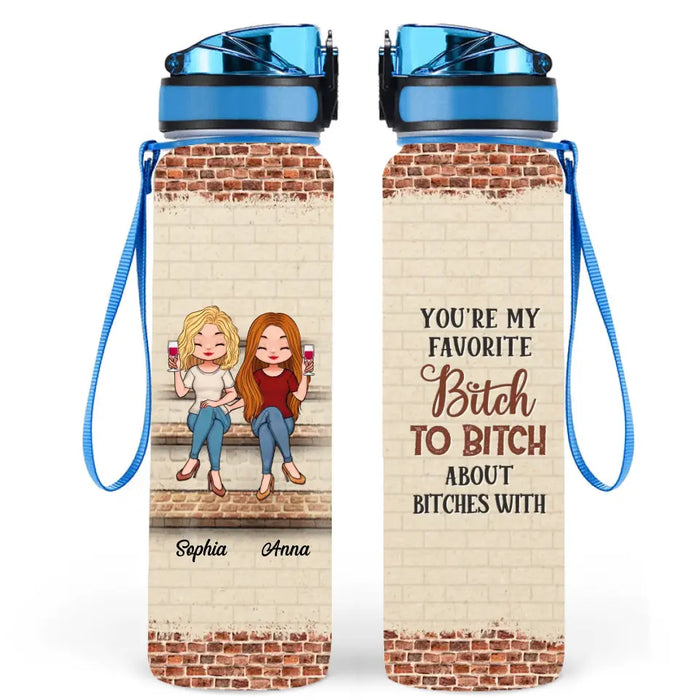 Personalized Besties Water Tracker Bottle - Up to 4 People - Gift Idea For Friends/Besties/Sisters - We Go Together Like Drunk And Disorderly
