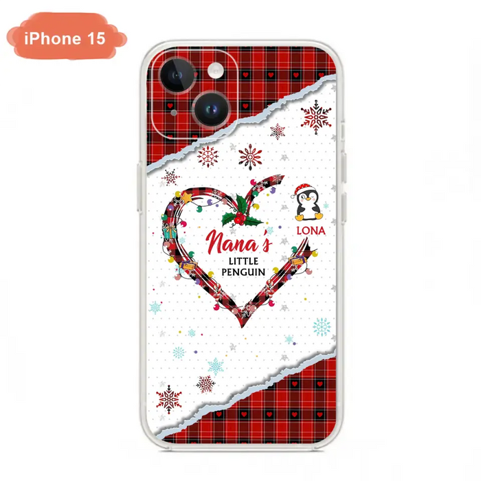 Personalized Christmas Nana Phone Case - Gift Idea For Grandma - Up to 10 Penguins -  Case For iPhone/Samsung