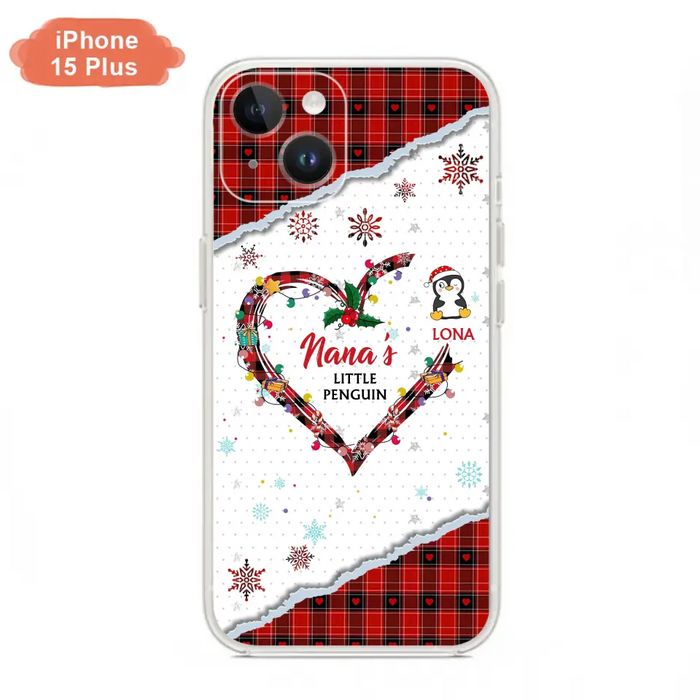 Personalized Christmas Nana Phone Case - Gift Idea For Grandma - Up to 10 Penguins -  Case For iPhone/Samsung