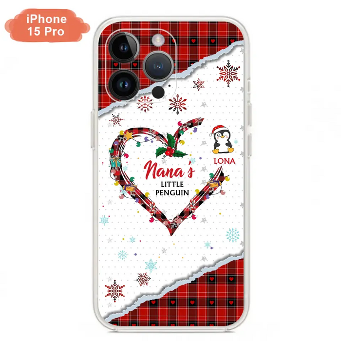 Personalized Christmas Nana Phone Case - Gift Idea For Grandma - Up to 10 Penguins -  Case For iPhone/Samsung