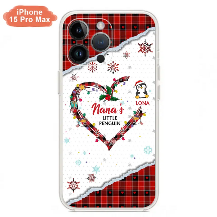 Personalized Christmas Nana Phone Case - Gift Idea For Grandma - Up to 10 Penguins -  Case For iPhone/Samsung