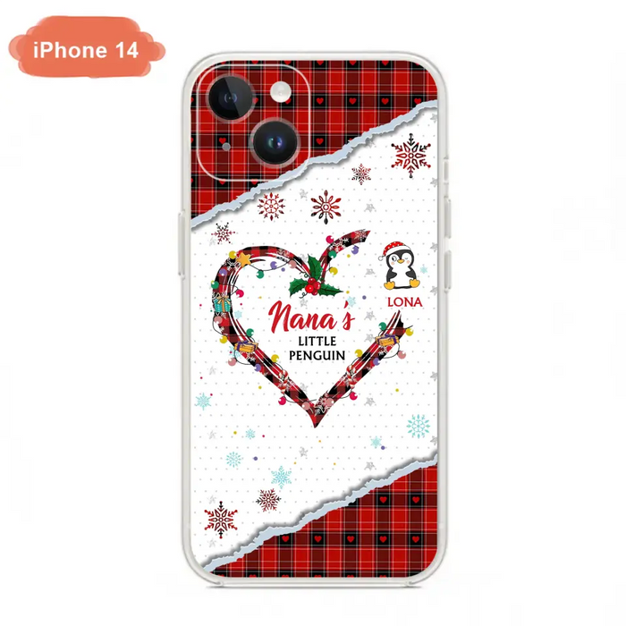 Personalized Christmas Nana Phone Case - Gift Idea For Grandma - Up to 10 Penguins -  Case For iPhone/Samsung