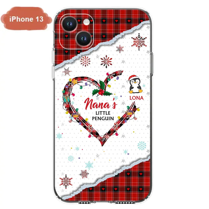Personalized Christmas Nana Phone Case - Gift Idea For Grandma - Up to 10 Penguins -  Case For iPhone/Samsung
