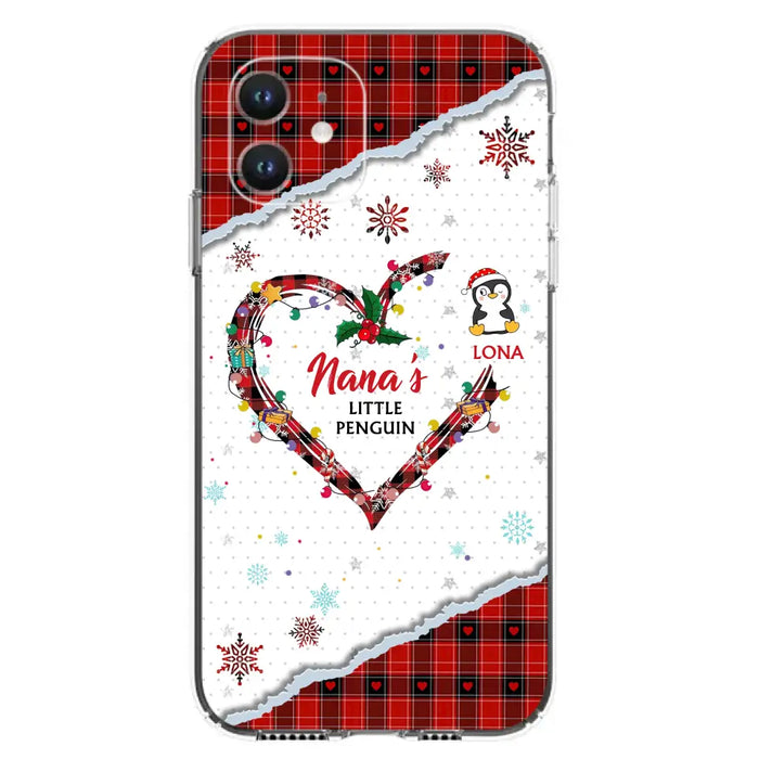 Personalized Christmas Nana Phone Case - Gift Idea For Grandma - Up to 10 Penguins -  Case For iPhone/Samsung