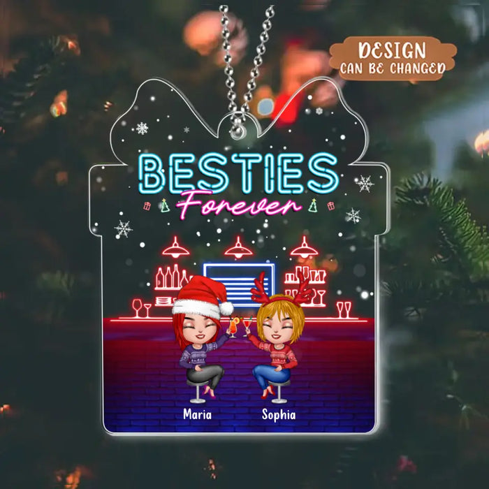 Personalized Besties Forever Acrylic Ornament - Up to 4 Girls - Christmas Gift Idea For Besties/Friends/Sisters