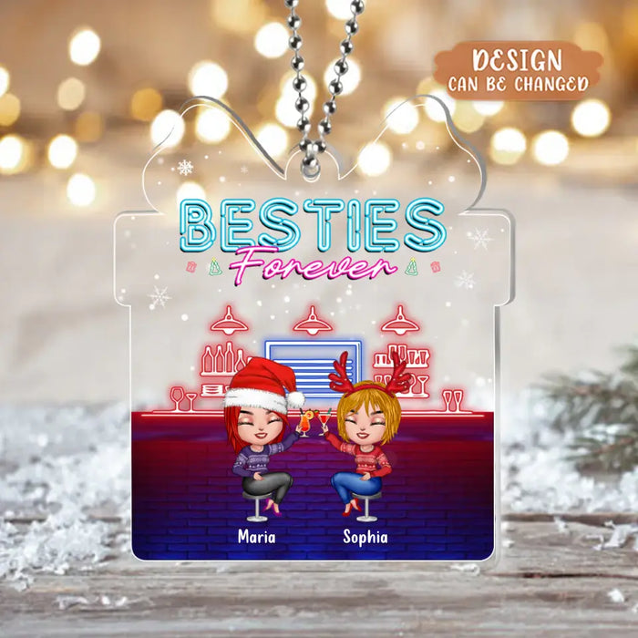 Personalized Besties Forever Acrylic Ornament - Up to 4 Girls - Christmas Gift Idea For Besties/Friends/Sisters