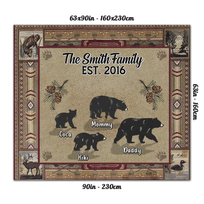 Personalized Camping Family Rug - Up to 9 Bears - Gift Idea for Camping Lovers - The Smith Family EST.2016