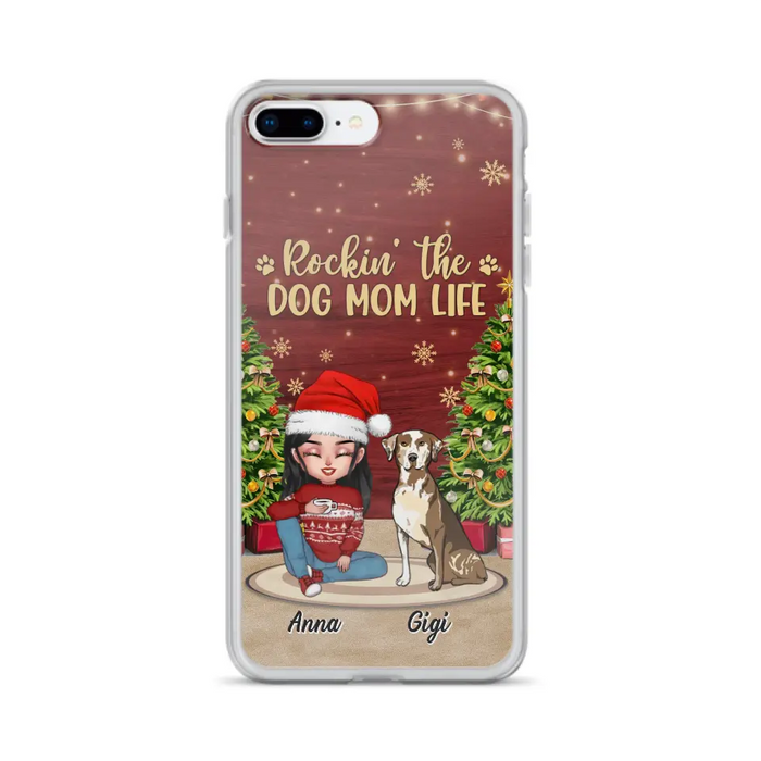 Personalized Dog Mom Phone Case - Christmas Gift Idea For Dogs Lovers - Up to 4 Dogs - Rockin' The Dog Mom Life - iPhone/Samsung Case