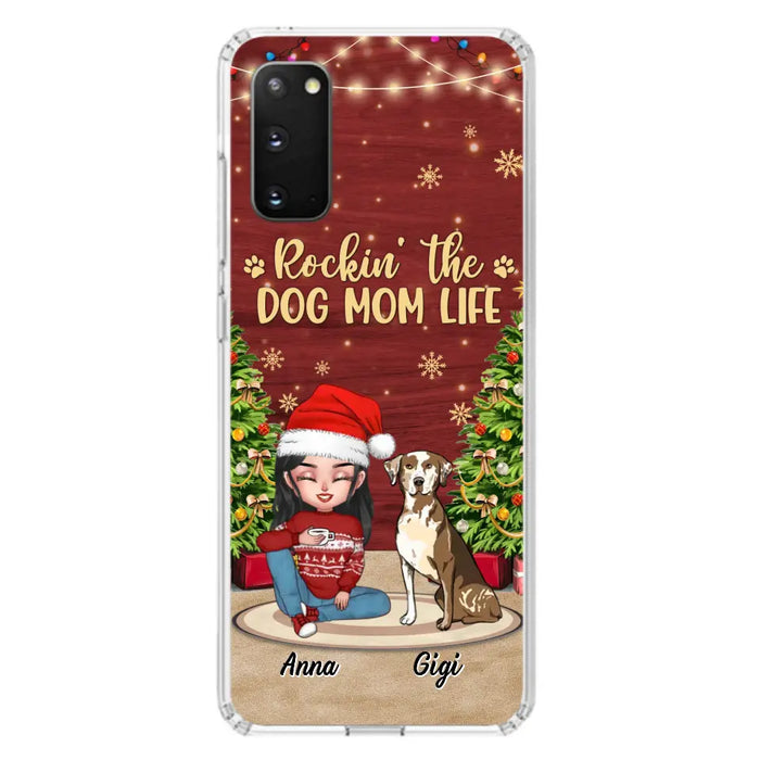 Personalized Dog Mom Phone Case - Christmas Gift Idea For Dogs Lovers - Up to 4 Dogs - Rockin' The Dog Mom Life - iPhone/Samsung Case