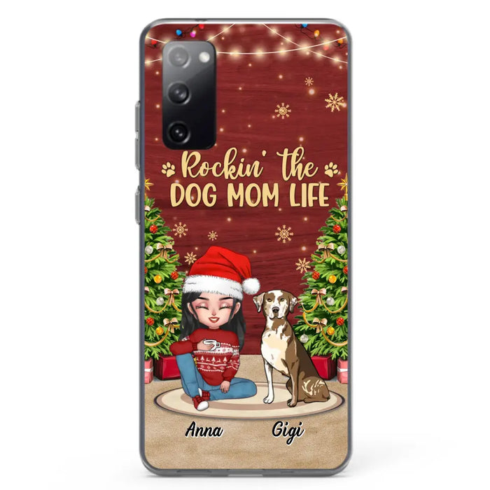 Personalized Dog Mom Phone Case - Christmas Gift Idea For Dogs Lovers - Up to 4 Dogs - Rockin' The Dog Mom Life - iPhone/Samsung Case
