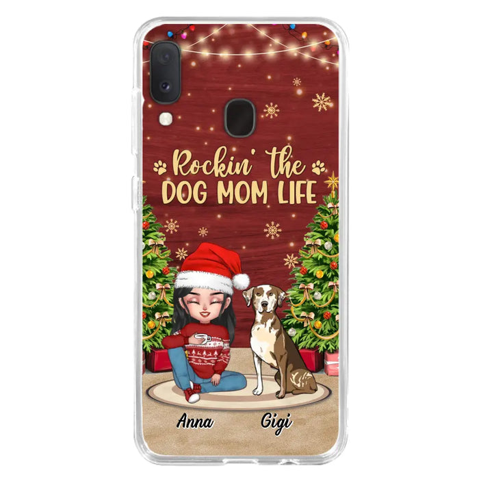 Personalized Dog Mom Phone Case - Christmas Gift Idea For Dogs Lovers - Up to 4 Dogs - Rockin' The Dog Mom Life - iPhone/Samsung Case