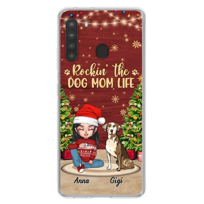 Personalized Dog Mom Phone Case - Christmas Gift Idea For Dogs Lovers - Up to 4 Dogs - Rockin' The Dog Mom Life - iPhone/Samsung Case